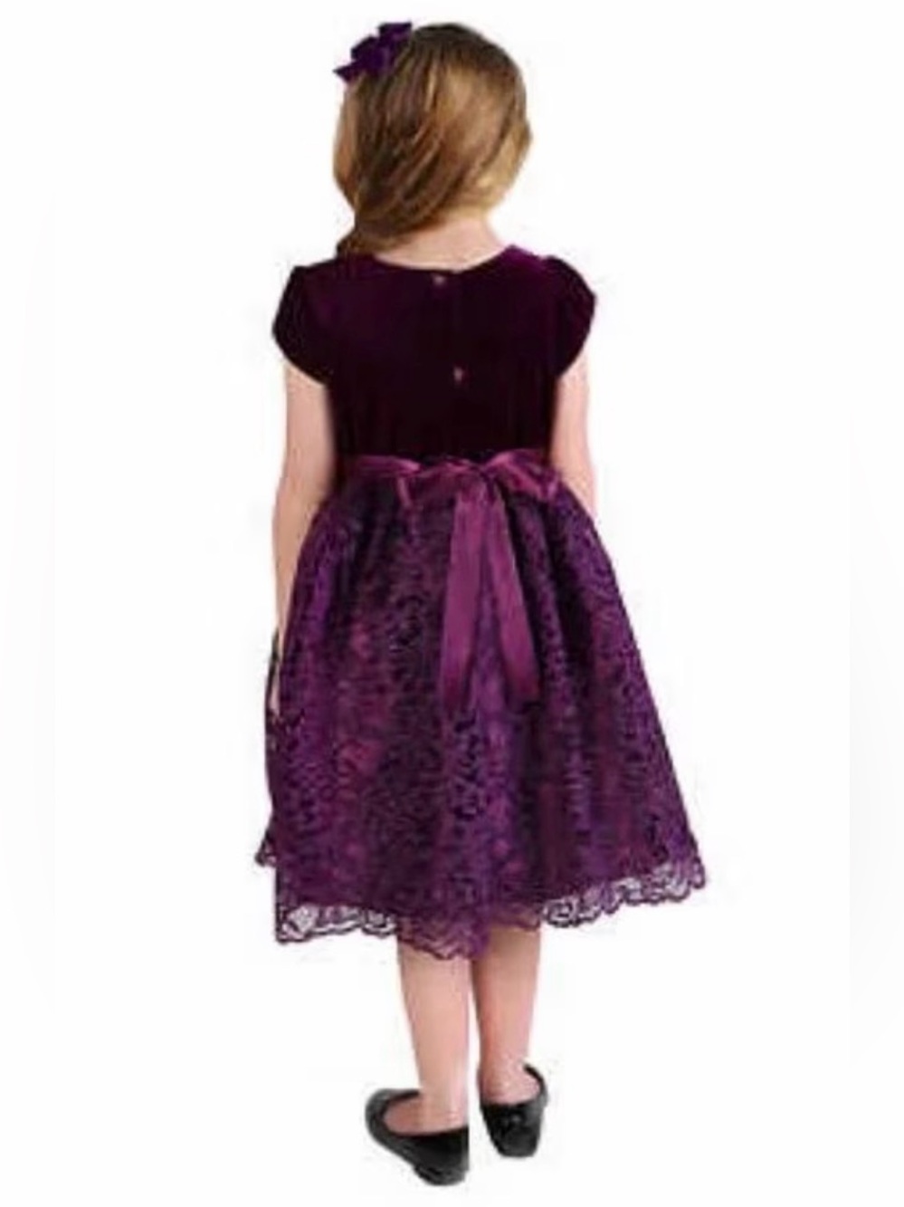 Joanna Michelle Girls Purple Velvet Lace Party Dress Size 4T - Picture 2 of 12